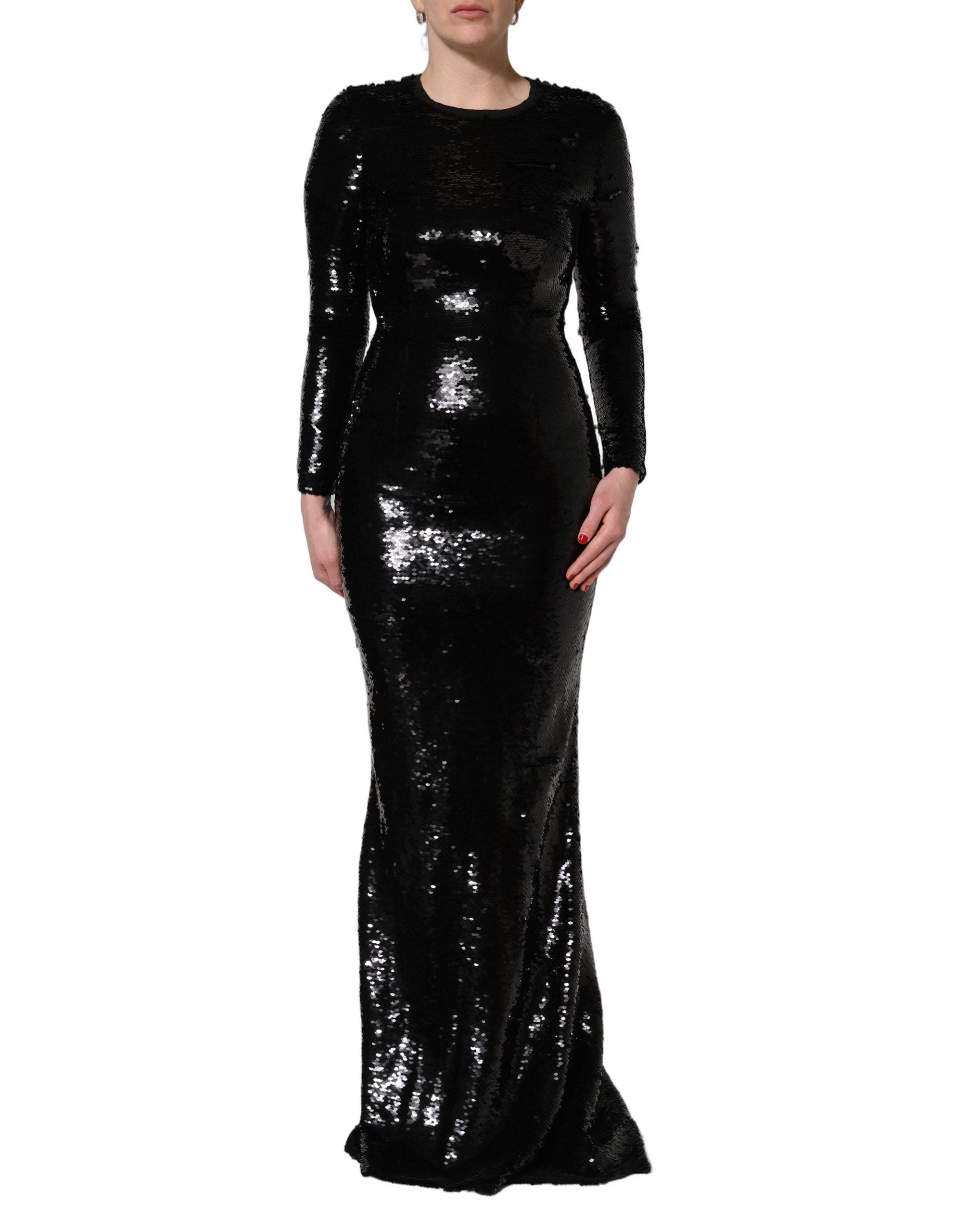 Dolce & Gabbana Schwarzes Bodycon-Abendkleid mit Pailletten im Meerjungfrauen-Stil