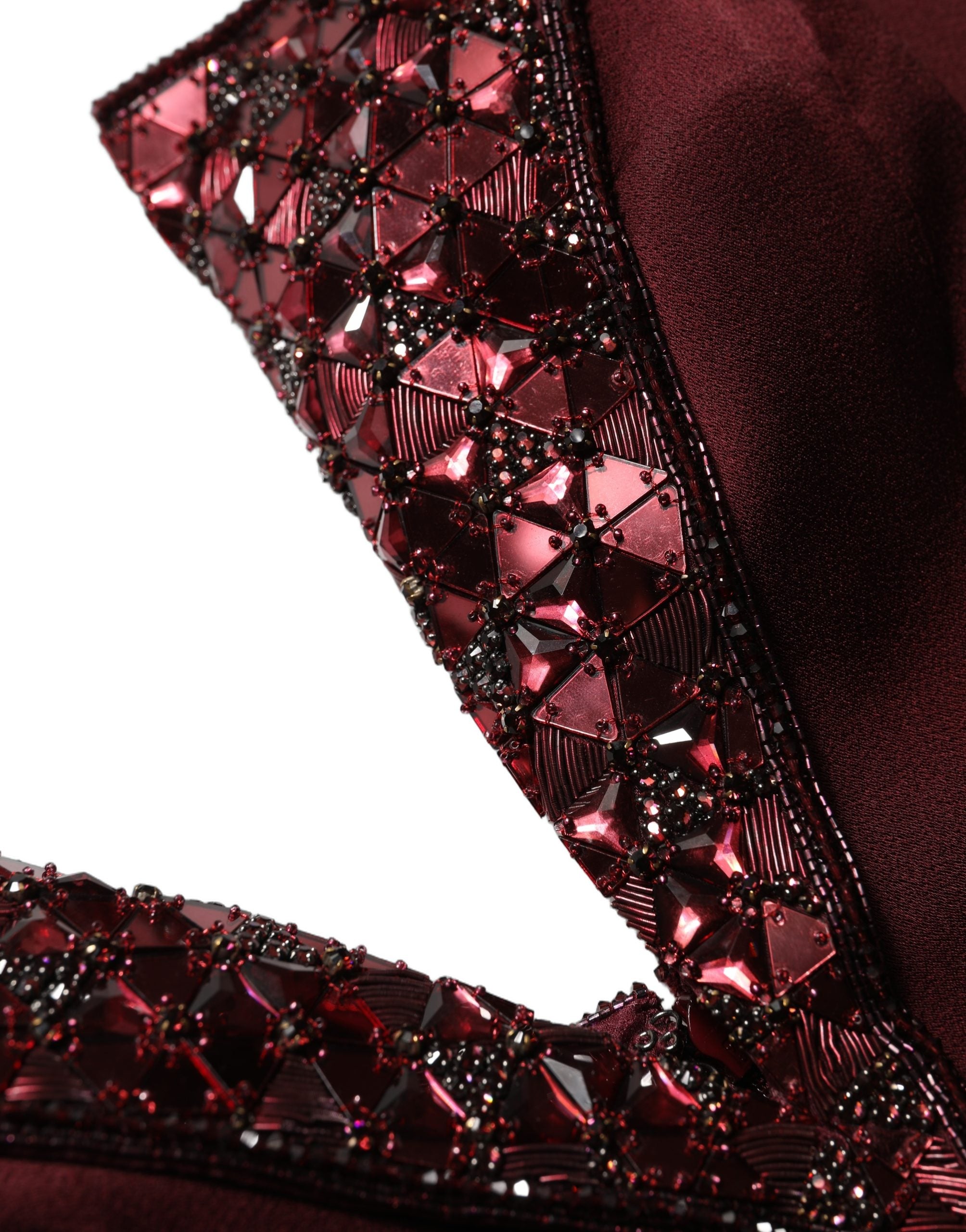 Dolce & Gabbana Abendkleid mit V-Ausschnitt und Verzierungen in Bordeauxrot
