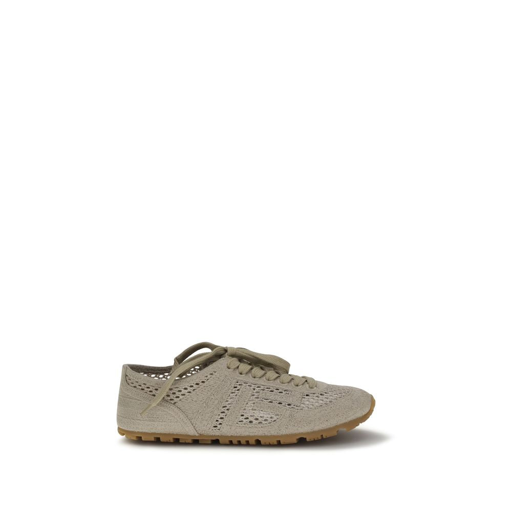Balmain Beigefarbene Baumwoll-Sportschuhe