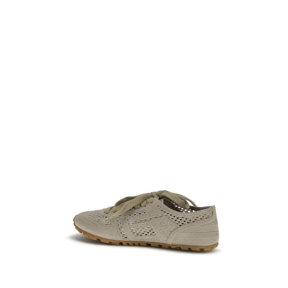 Balmain Beigefarbene Baumwoll-Sportschuhe