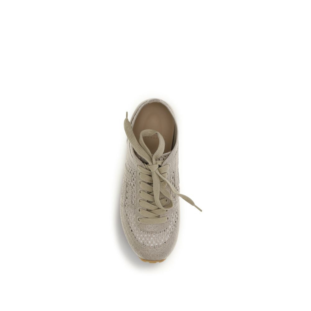 Balmain Beigefarbene Baumwoll-Sportschuhe