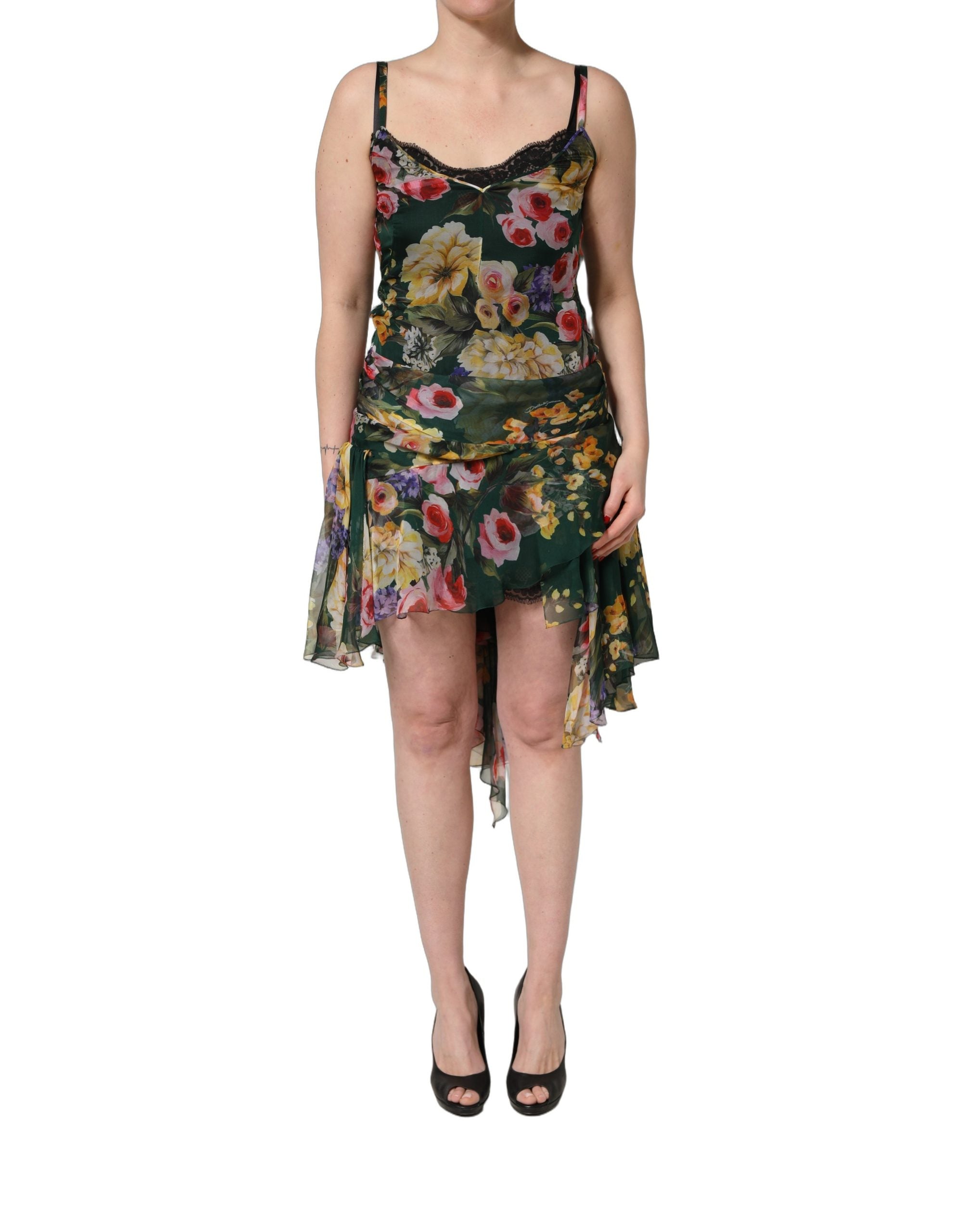 Dolce & Gabbana Ärmelloses Minikleid mit mehrfarbigem Blumenprint