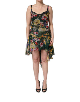 Dolce & Gabbana Ärmelloses Minikleid mit mehrfarbigem Blumenprint