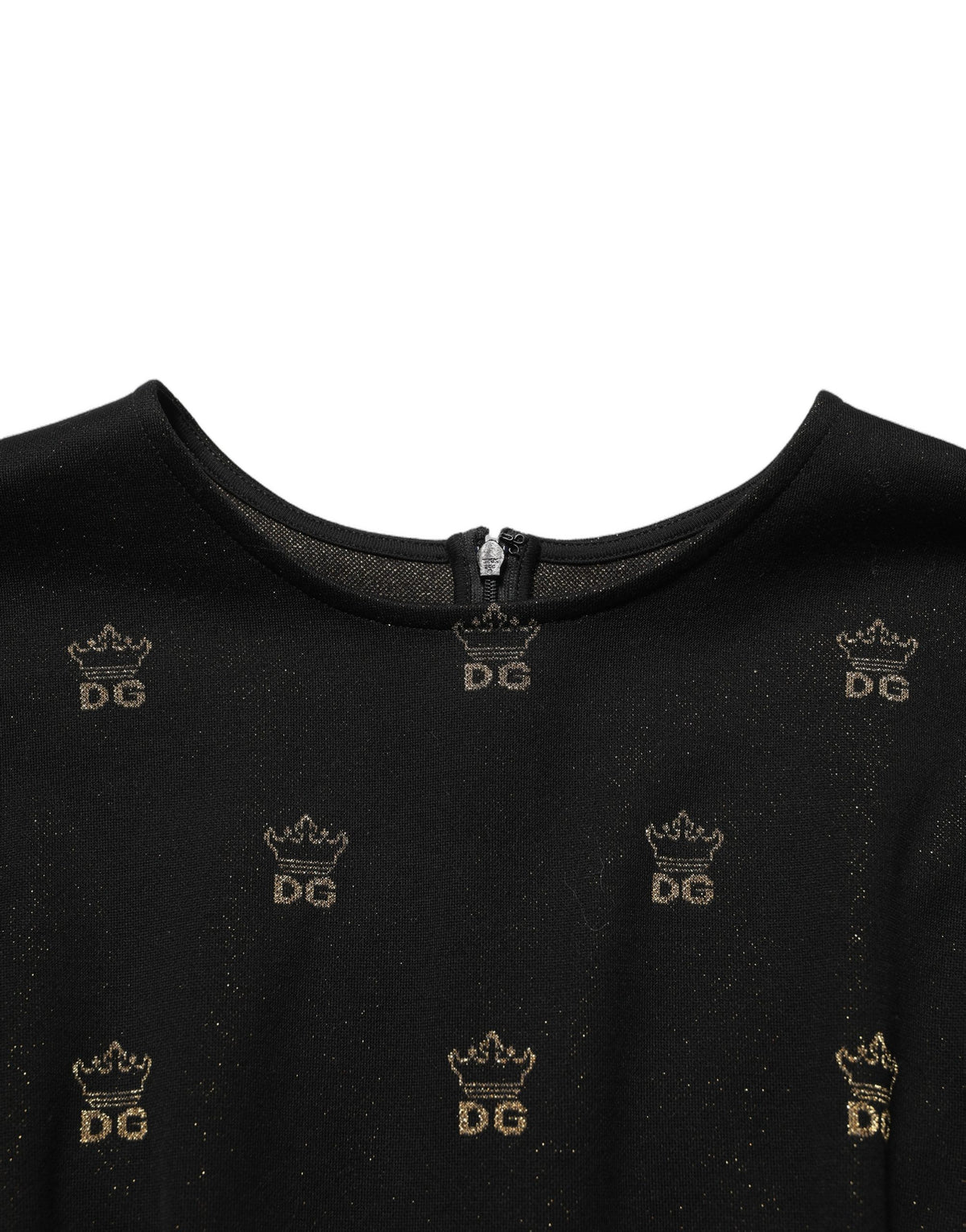 Dolce & Gabbana Schwarzes Etuikleid mit kurzen Ärmeln und DG-Krone
