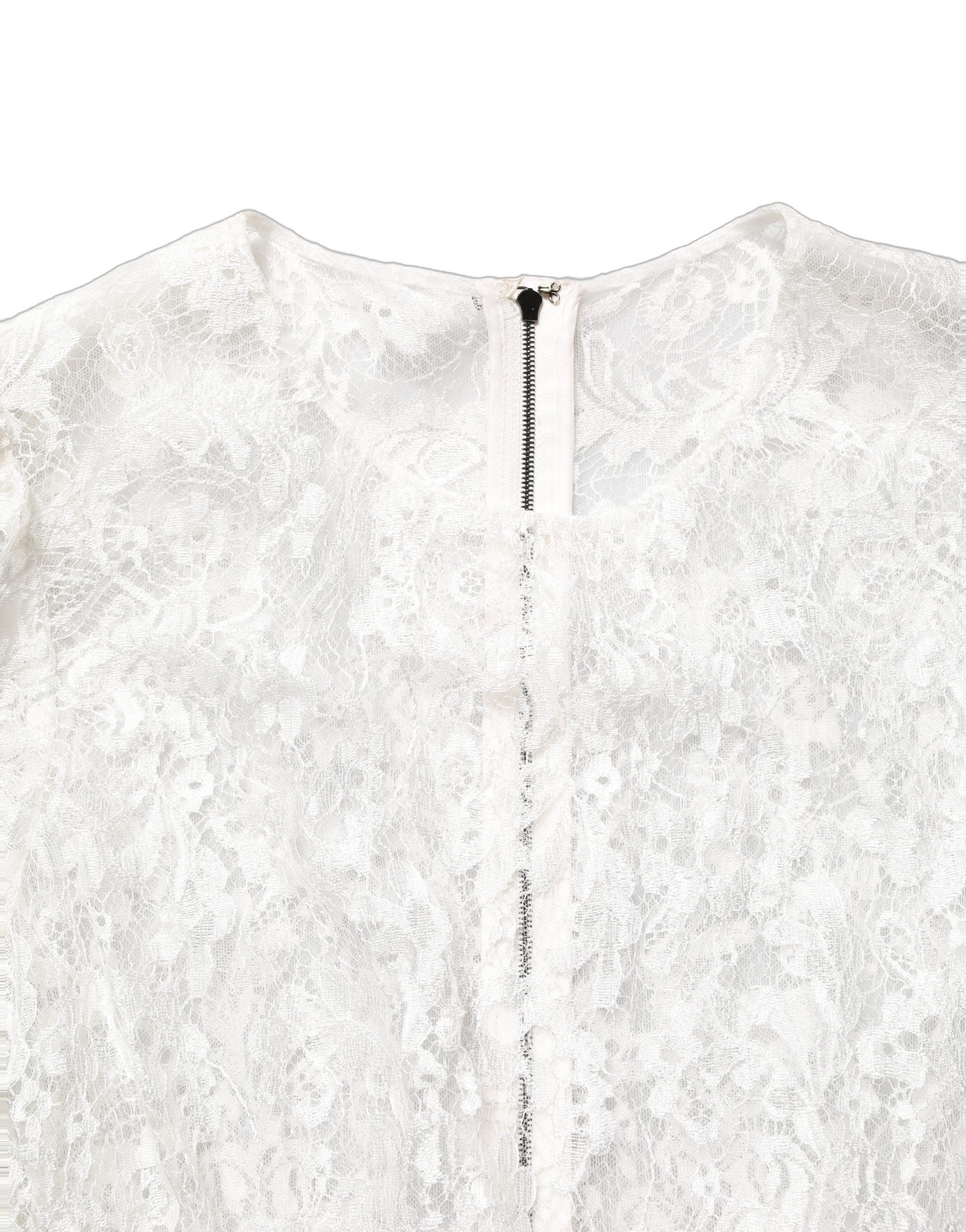 Dolce & Gabbana Kleid aus weißer Spitze mit schwarzem Rock und Verzierungen