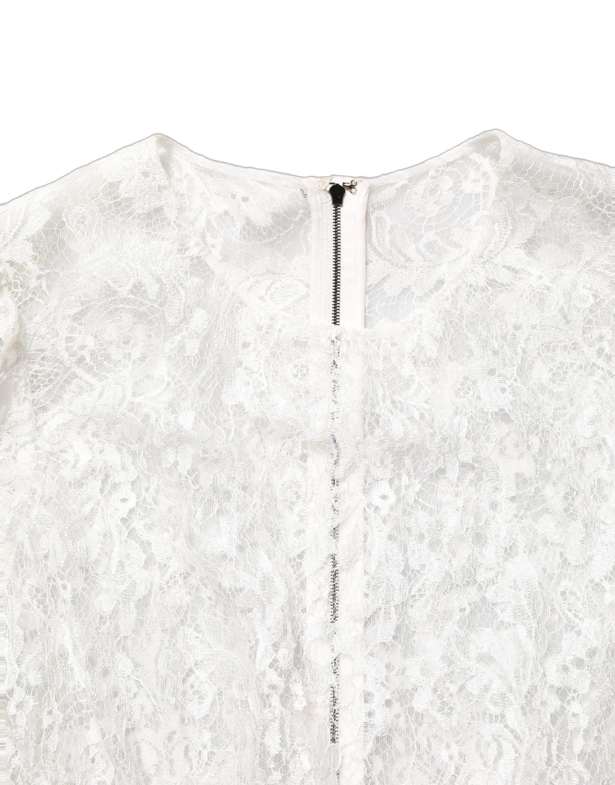 Dolce & Gabbana Kleid aus weißer Spitze mit schwarzem Rock und Verzierungen
