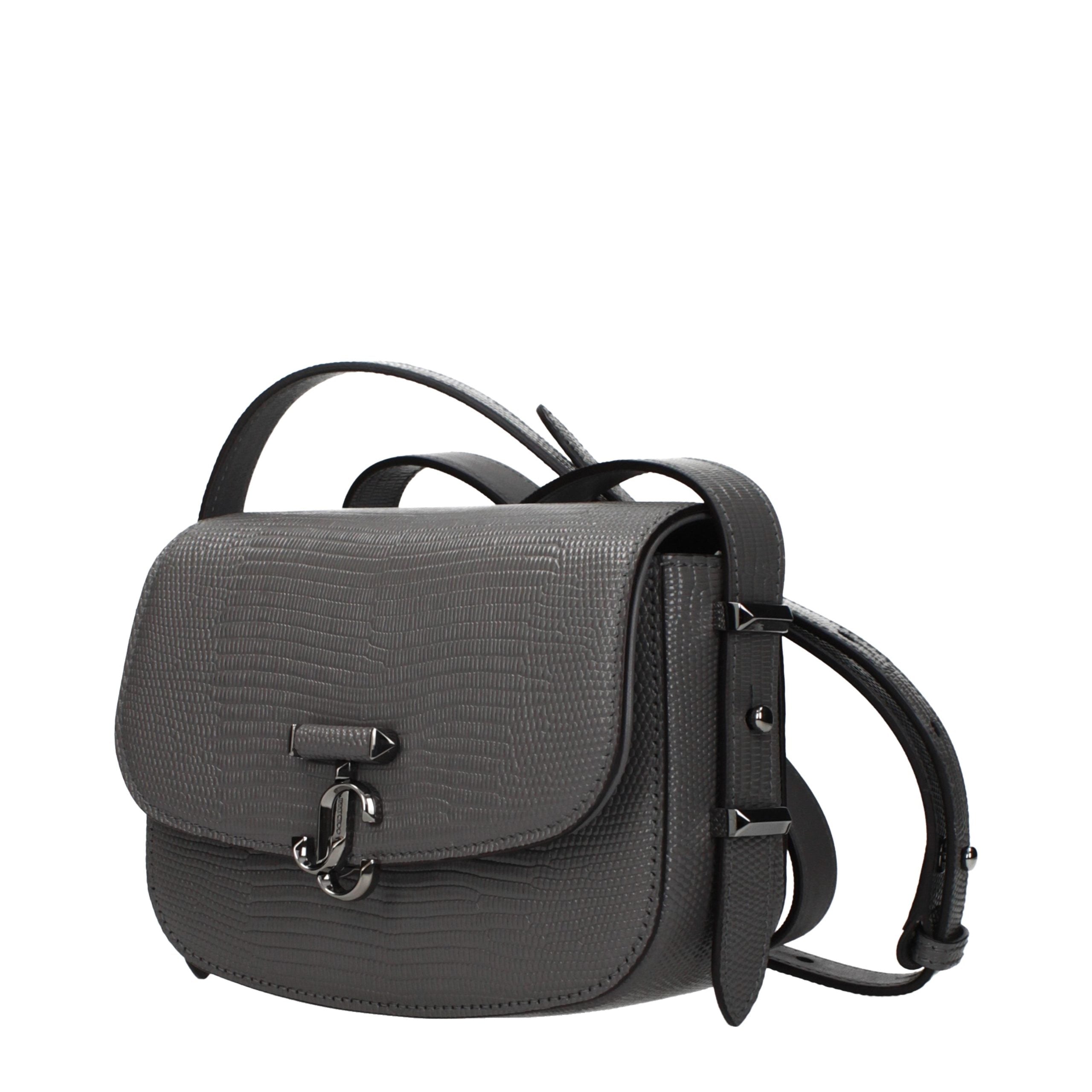 Jimmy Choo Graue Leder Schultertasche