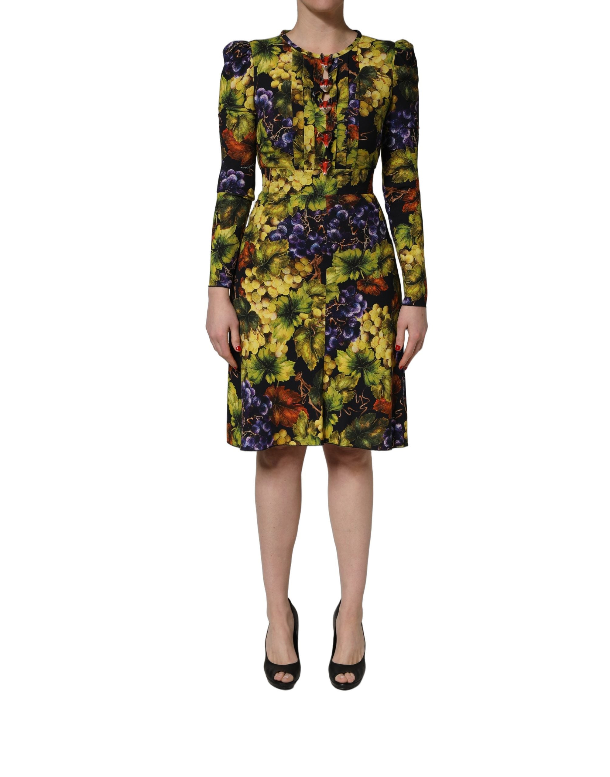 Dolce & Gabbana Langes Midikleid mit Multicolor-Traubenprint
