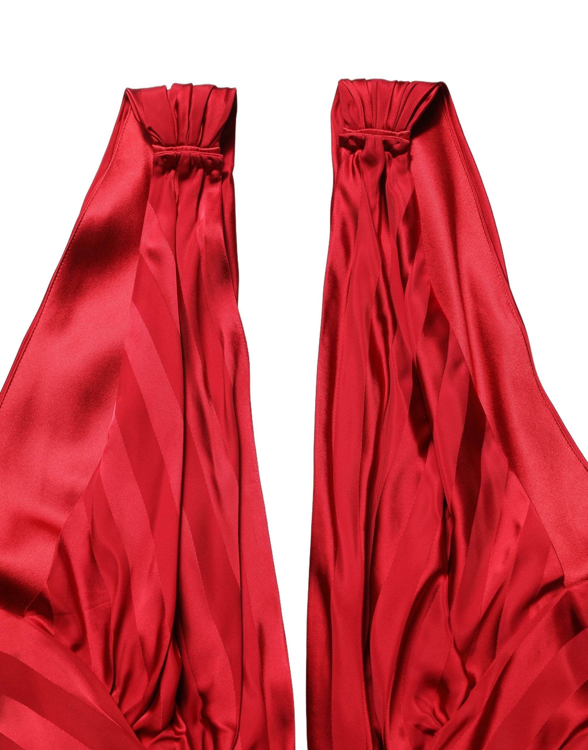 Dolce & Gabbana Roter Jumpsuit mit tiefem V-Ausschnitt und Drapierung
