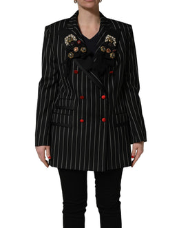 Dolce & Gabbana Schwarzer Nadelstreifen-Blazer im Double-Breasted-Stil