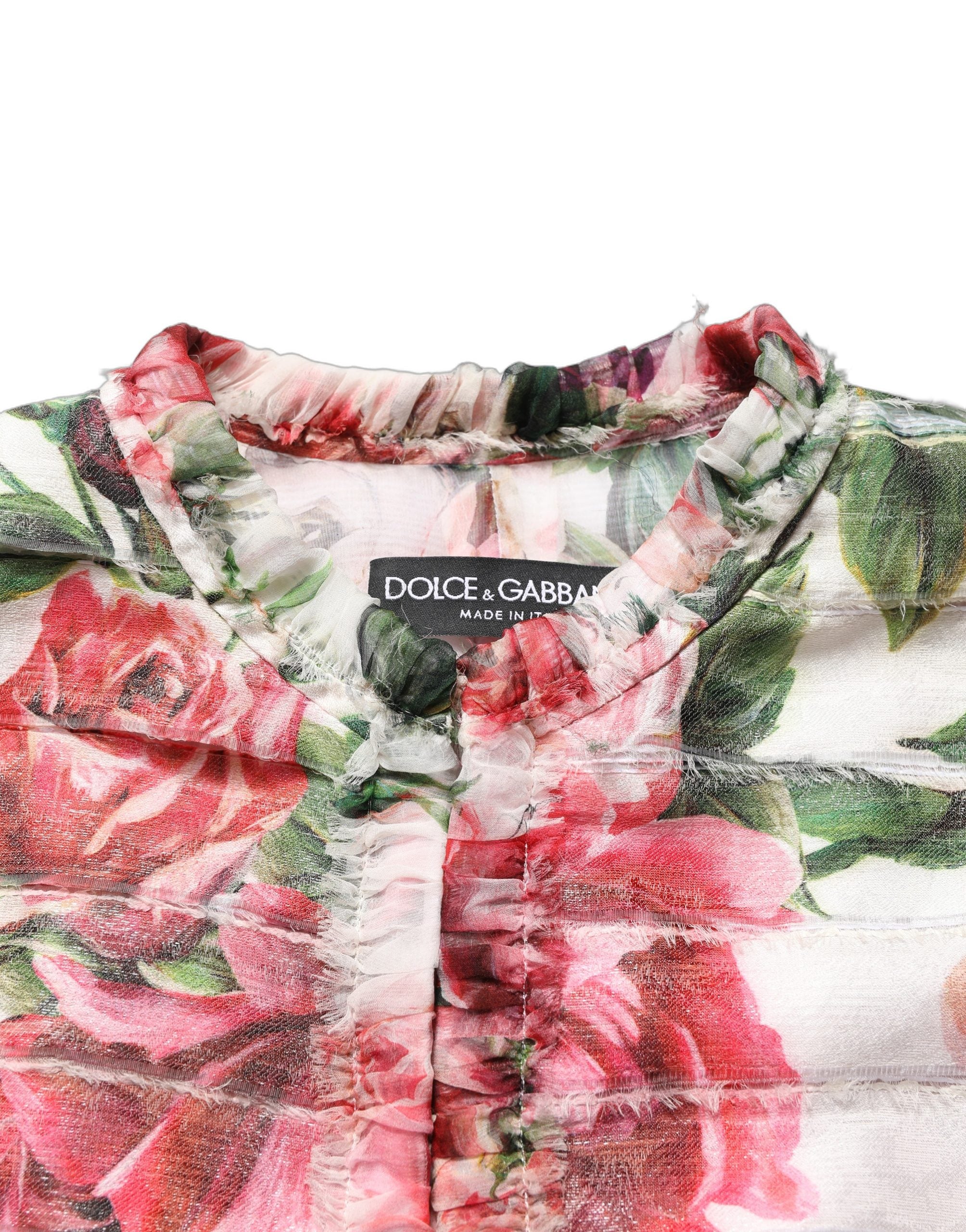 Dolce & Gabbana Mehrfarbige Jacke aus Polyester mit Pfingstrosen-Print