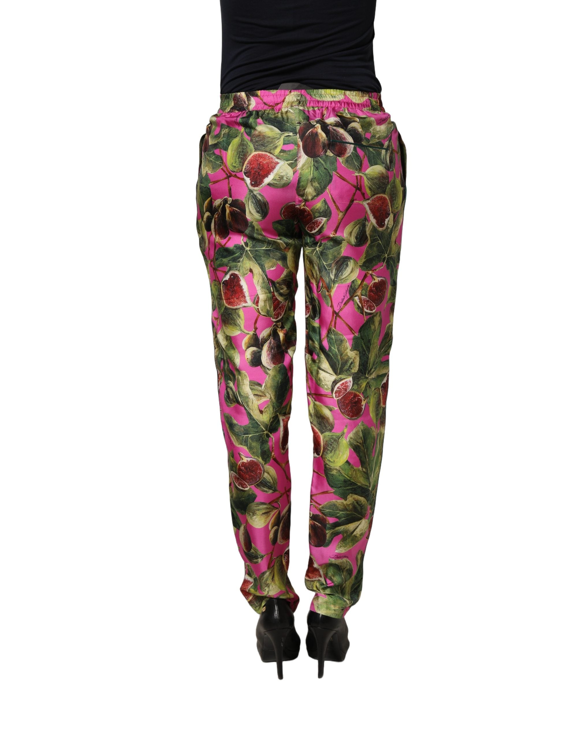 Dolce & Gabbana Tapered Hose mit Fuchsia-Feigenblatt-Muster