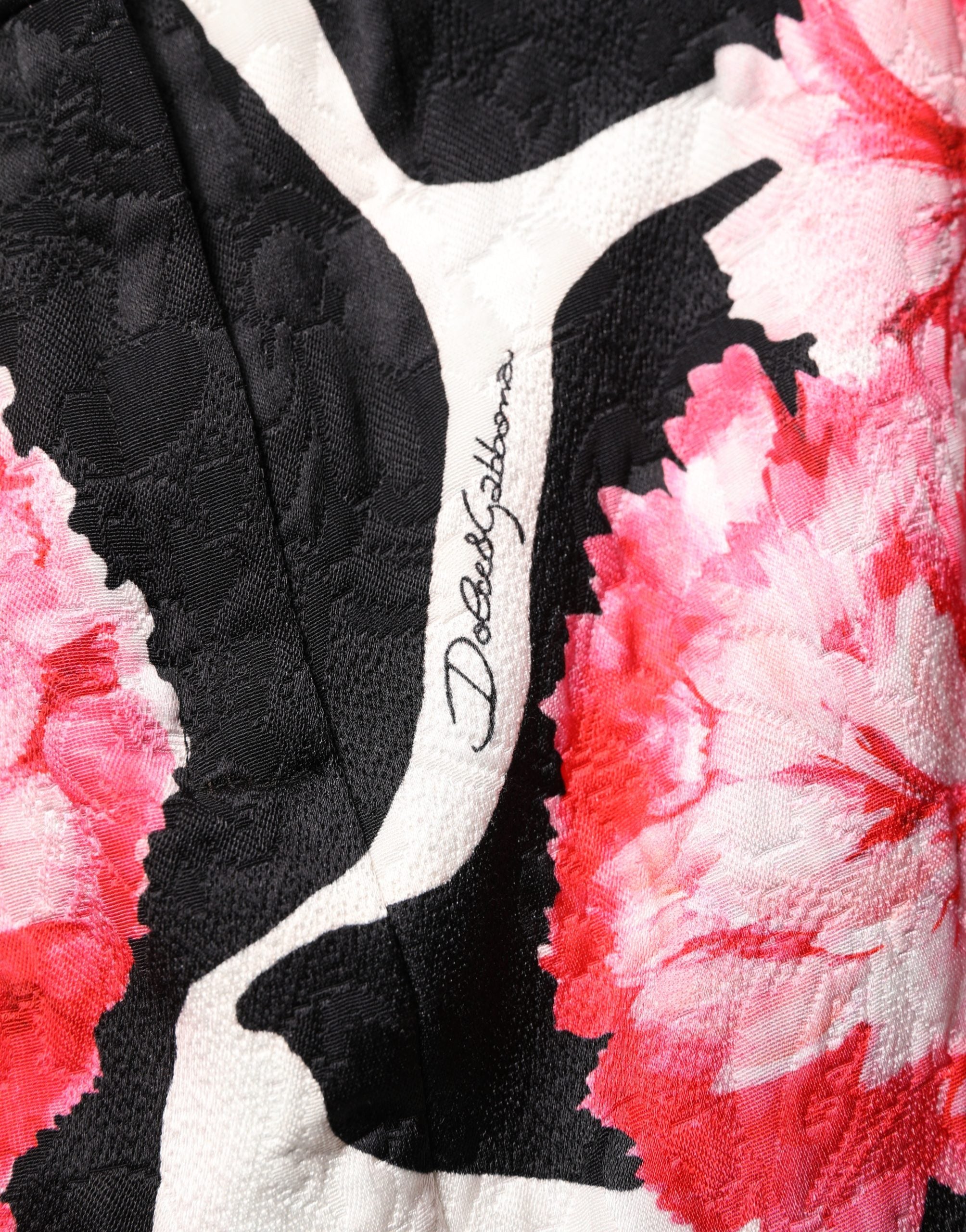 Dolce & Gabbana Minirock mit schwarzem und pinkem Nelken-Blumenprint aus Jacquard