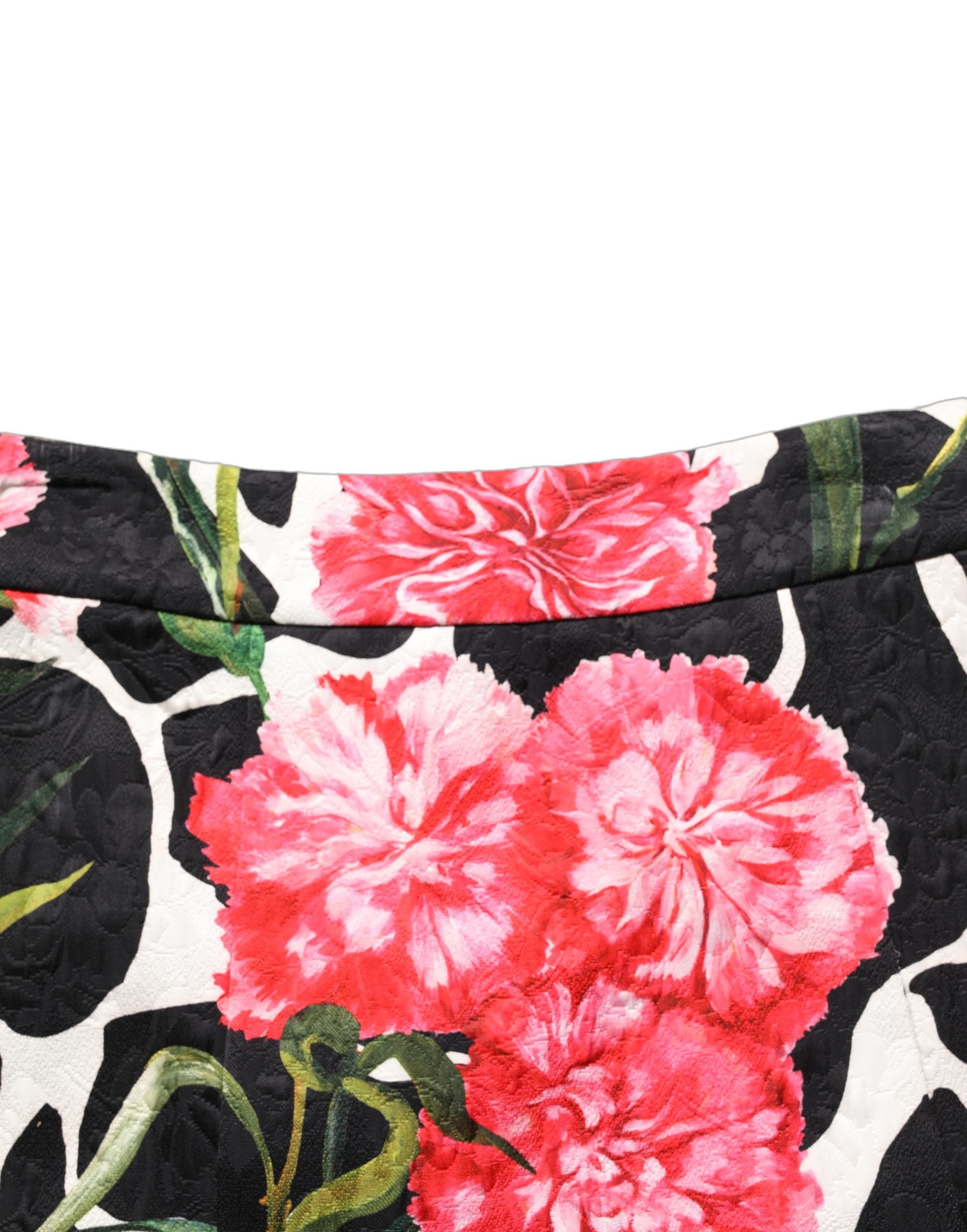 Dolce & Gabbana Minirock mit schwarzem und pinkem Nelken-Blumenprint aus Jacquard