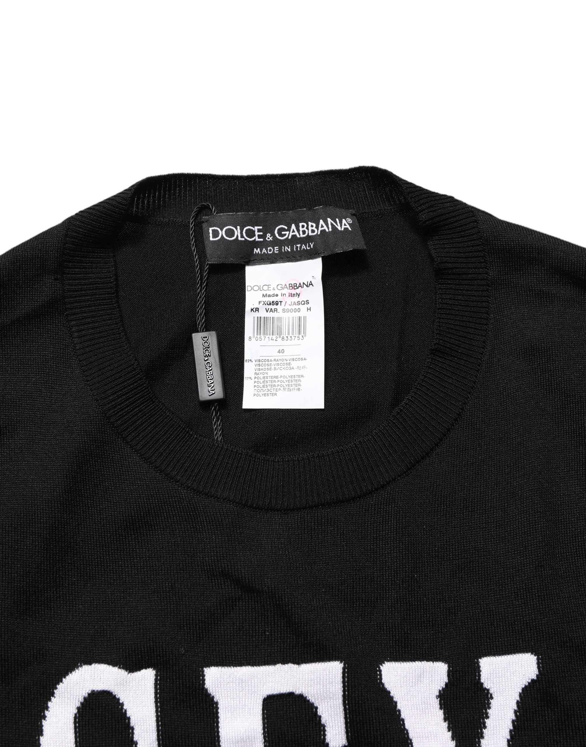 Dolce & Gabbana Schwarzes Langarmshirt mit Grafikprint