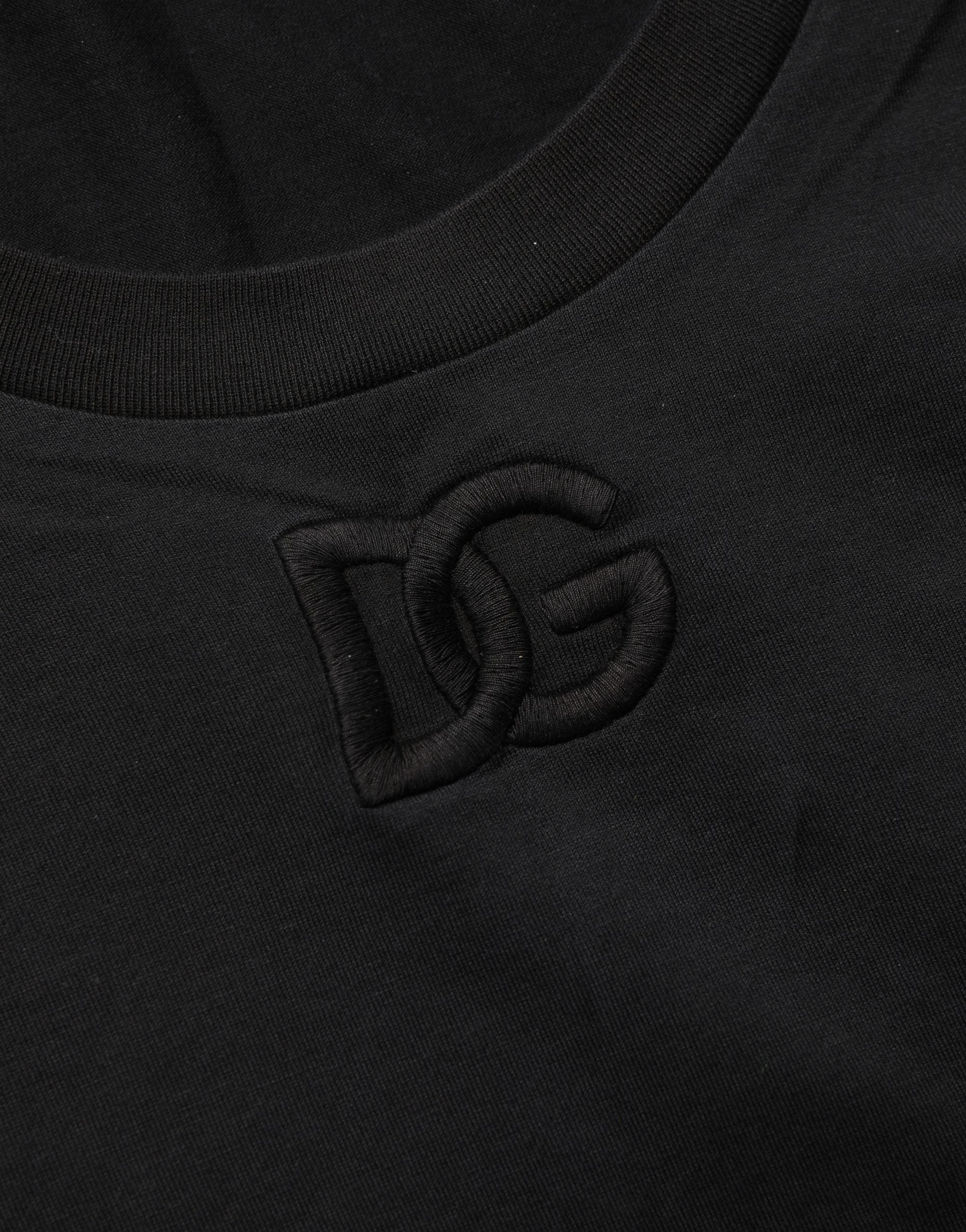 Dolce & Gabbana Schwarzes Kurzarm-Rundhals-T-Shirt aus Baumwolle