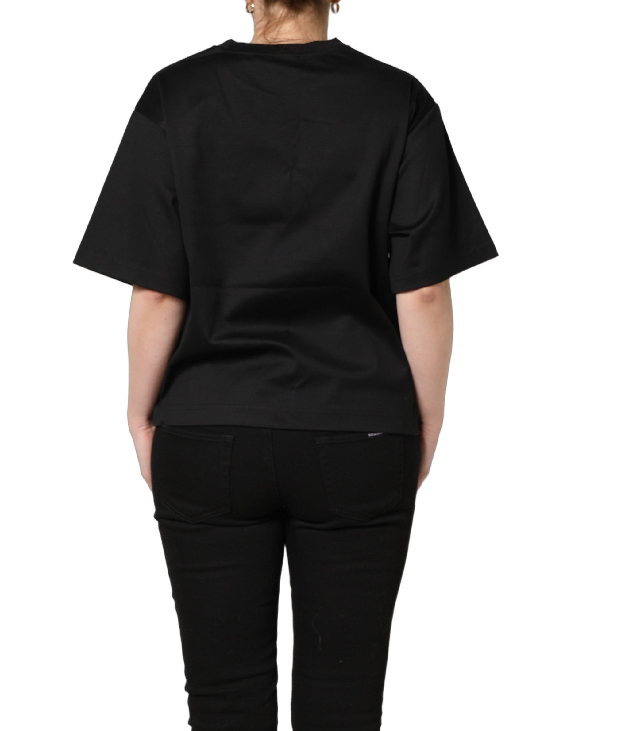 Dolce & Gabbana Schwarzes Jersey-T-Shirt mit Grafikprint und Rundhalsausschnitt