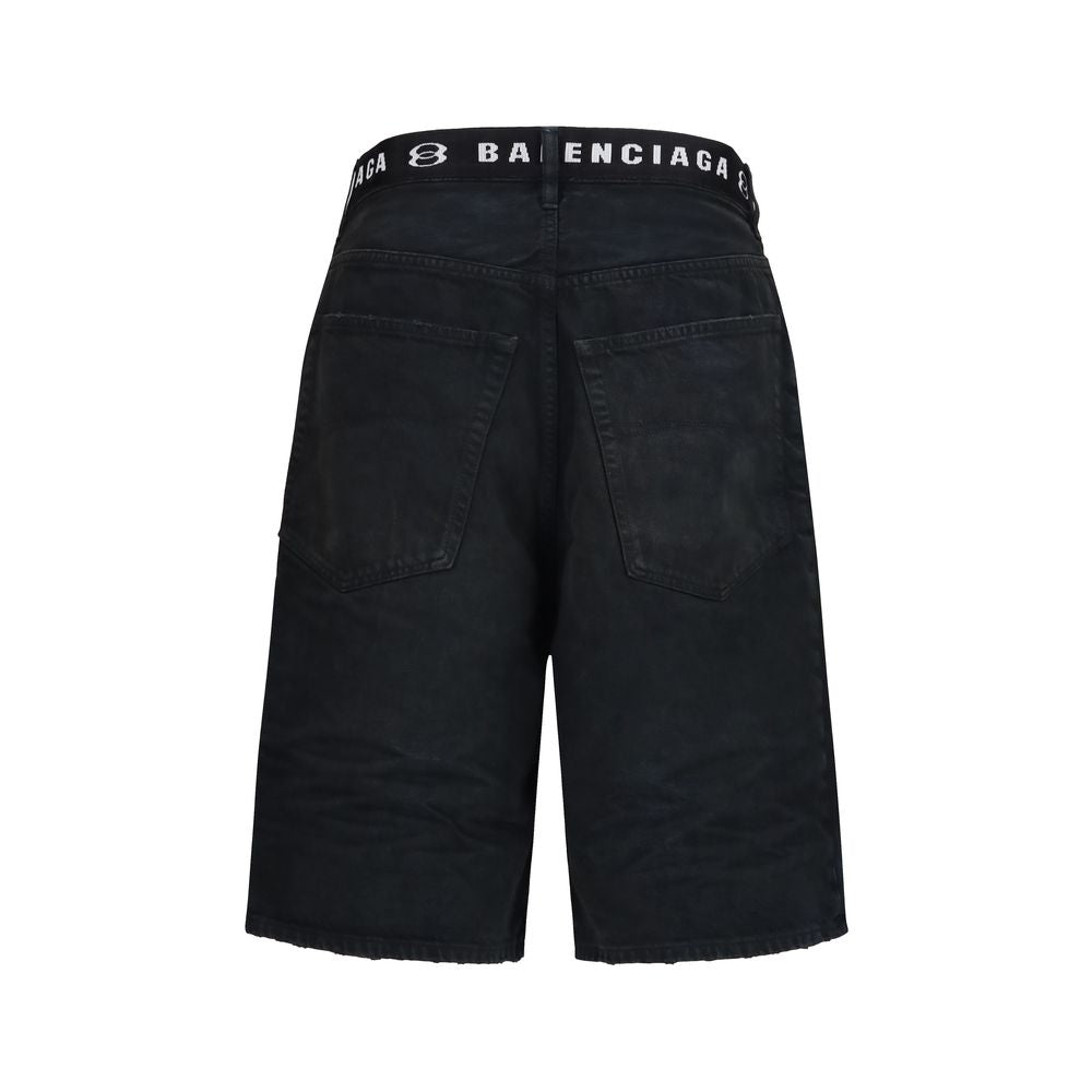 Balenciaga Schwarze Baumwoll-Bermudashorts