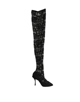 Dolce & Gabbana Schwarze Taormina Spitzen-Sockenstiefel Pumps
