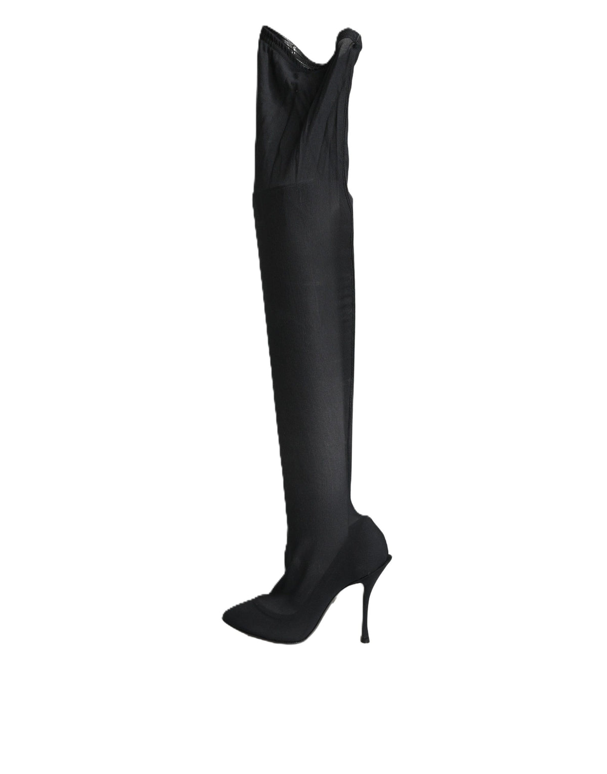 Dolce & Gabbana Schwarze Stretch-Socken Stiefel Knielang