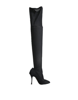 Dolce & Gabbana Schwarze Stretch-Socken Stiefel Knielang