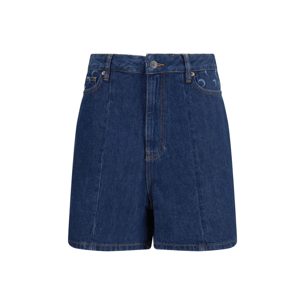 Marine Serre Blaue Baumwoll-Bermudashorts