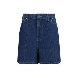 Marine Serre Blaue Baumwoll-Bermudashorts
