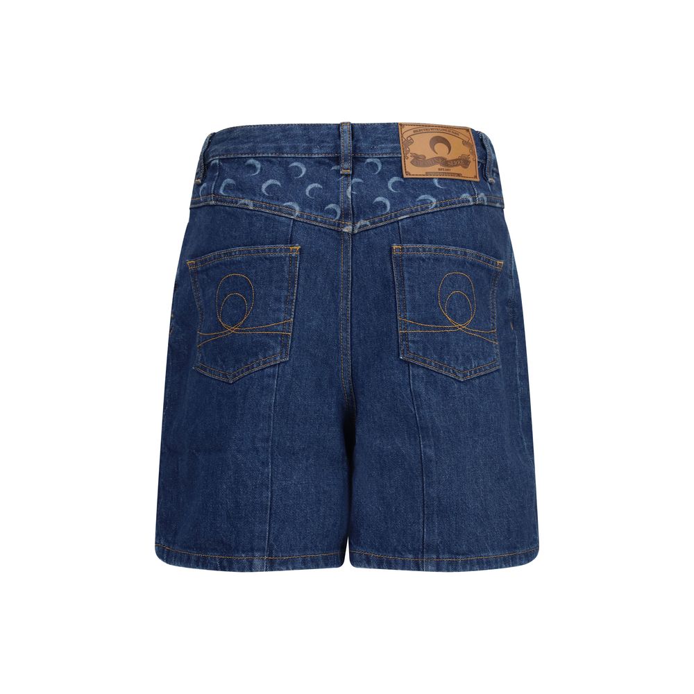 Marine Serre Blaue Baumwoll-Bermudashorts