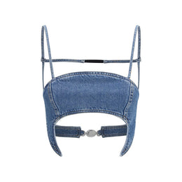 Marine Serre Blaues Denim-Hemd