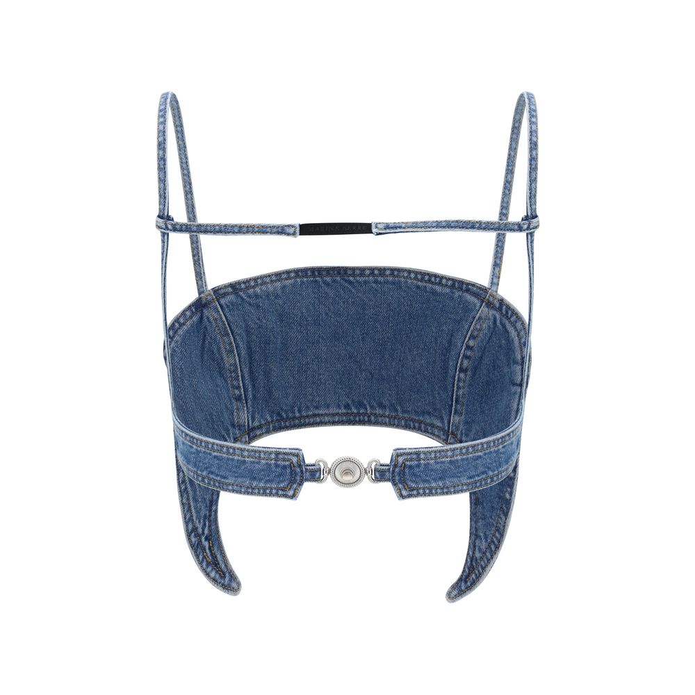 Marine Serre Blaues Denim-Hemd