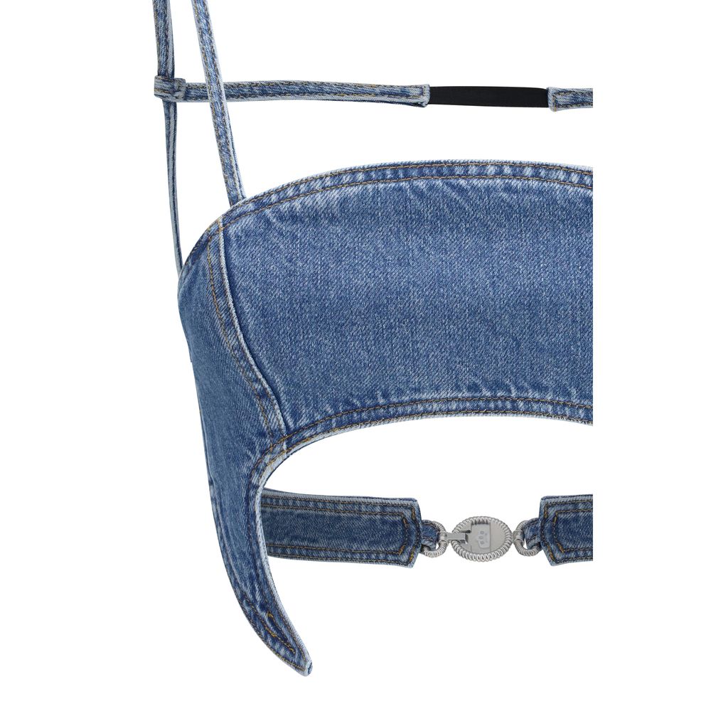 Marine Serre Blaues Denim-Hemd