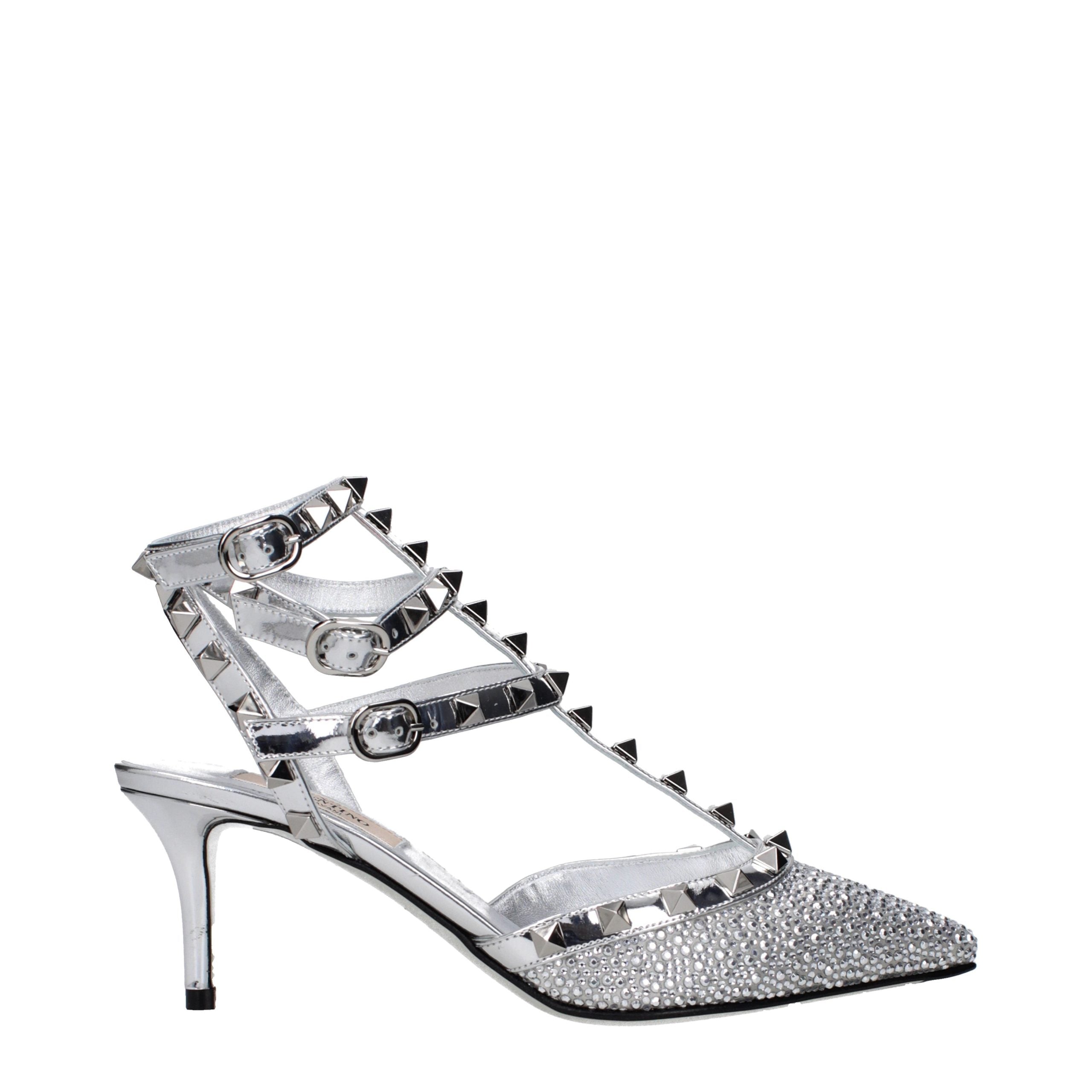 Valentino Garavani Graue Sandalen mit Stiletto-Absatz aus Leder