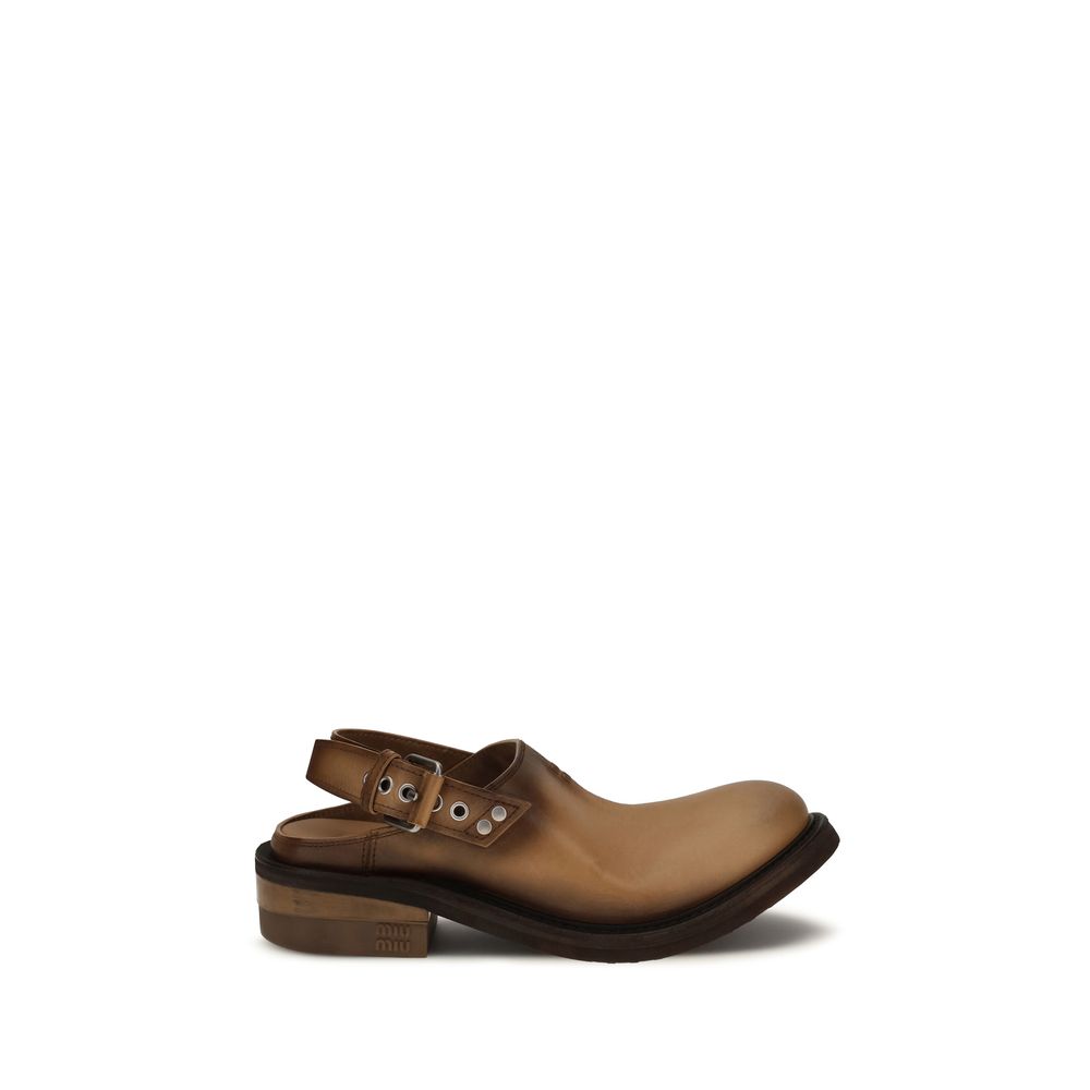 Miu Miu Braune Kalbsleder Bos Taurus Mules