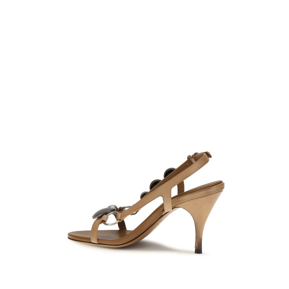 Miu Miu Braune Kalbsleder Bos Taurus Stiletto-Sandalen