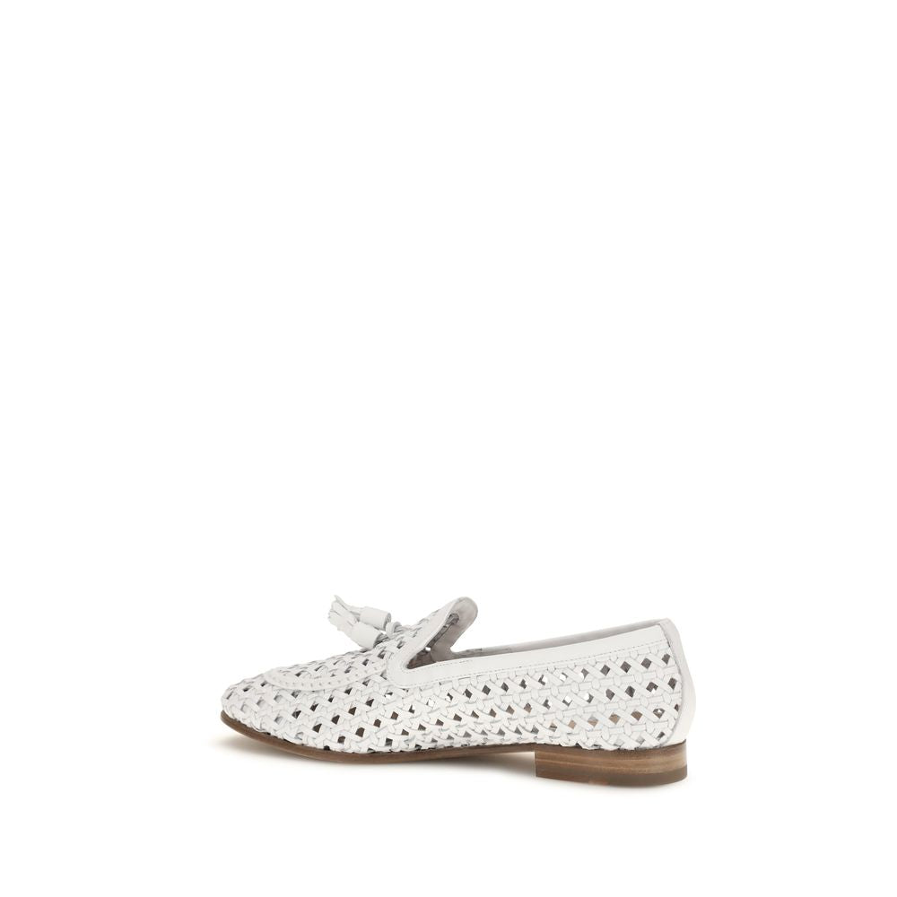 Fratelli Rossetti Weiße Kalbshaut Bos Taurus Slip-On Loafer