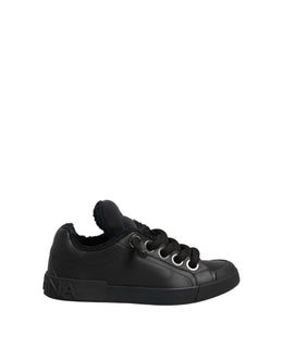 Dolce & Gabbana Schwarze Leder Low Top Portofino Sneaker