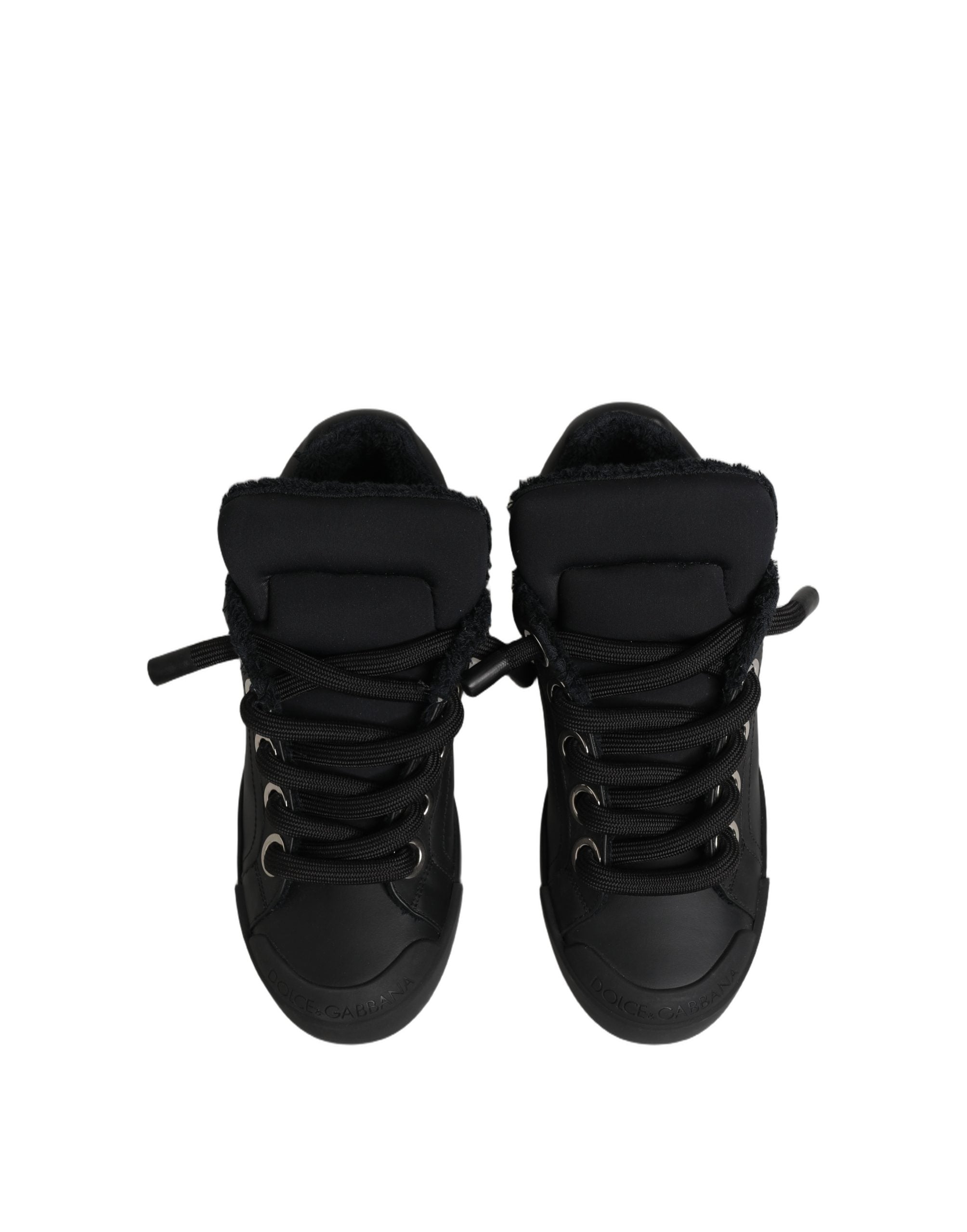 Dolce & Gabbana Schwarze Leder Low Top Portofino Sneaker