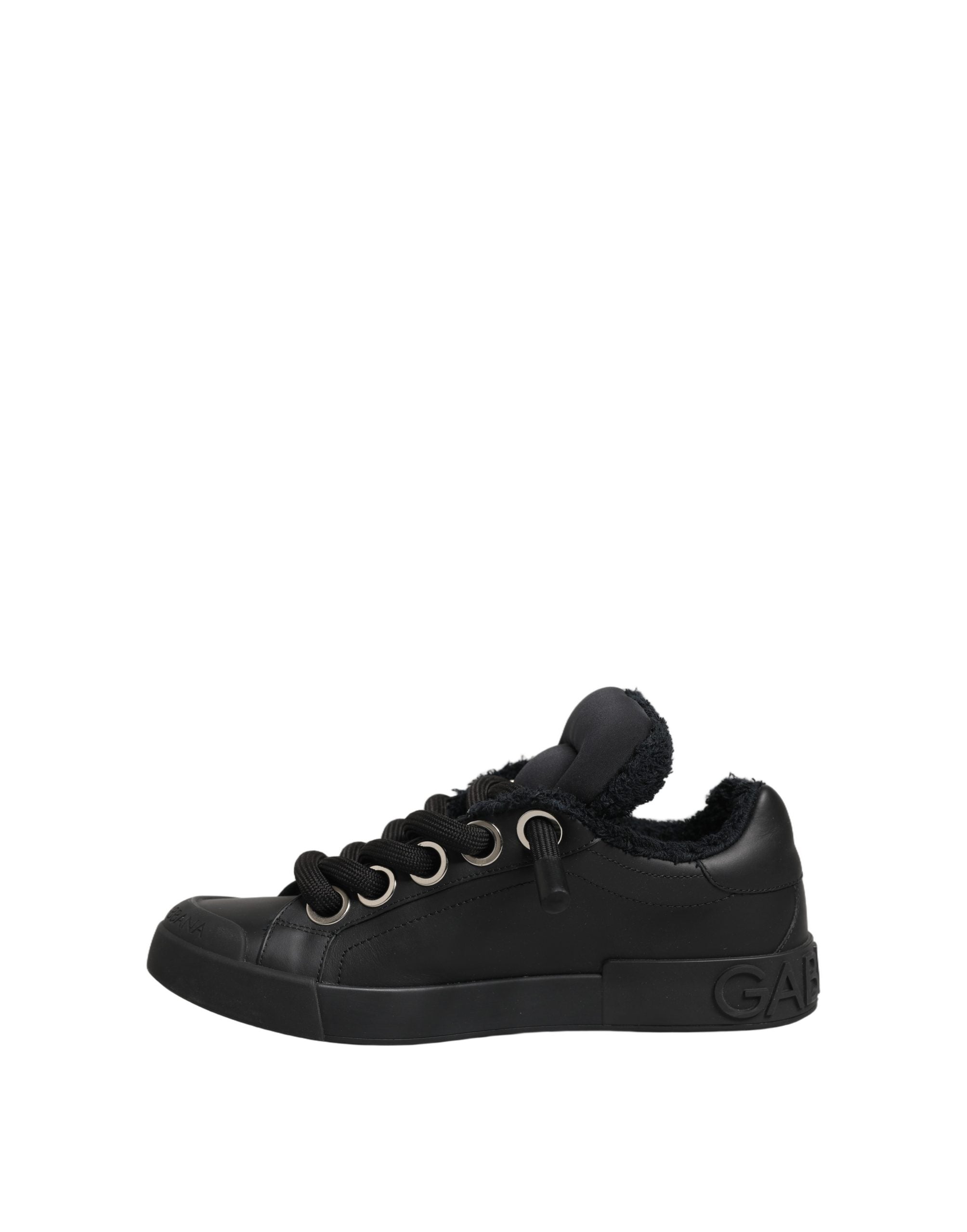 Dolce & Gabbana Schwarze Leder Low Top Portofino Sneaker