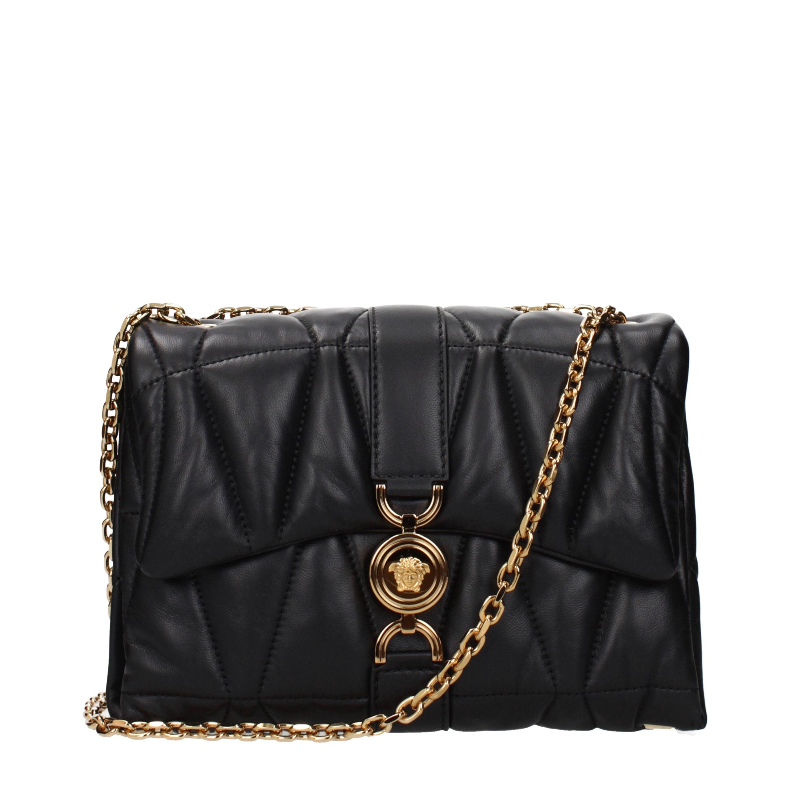 Versace Schwarze Leder Umhängetasche
