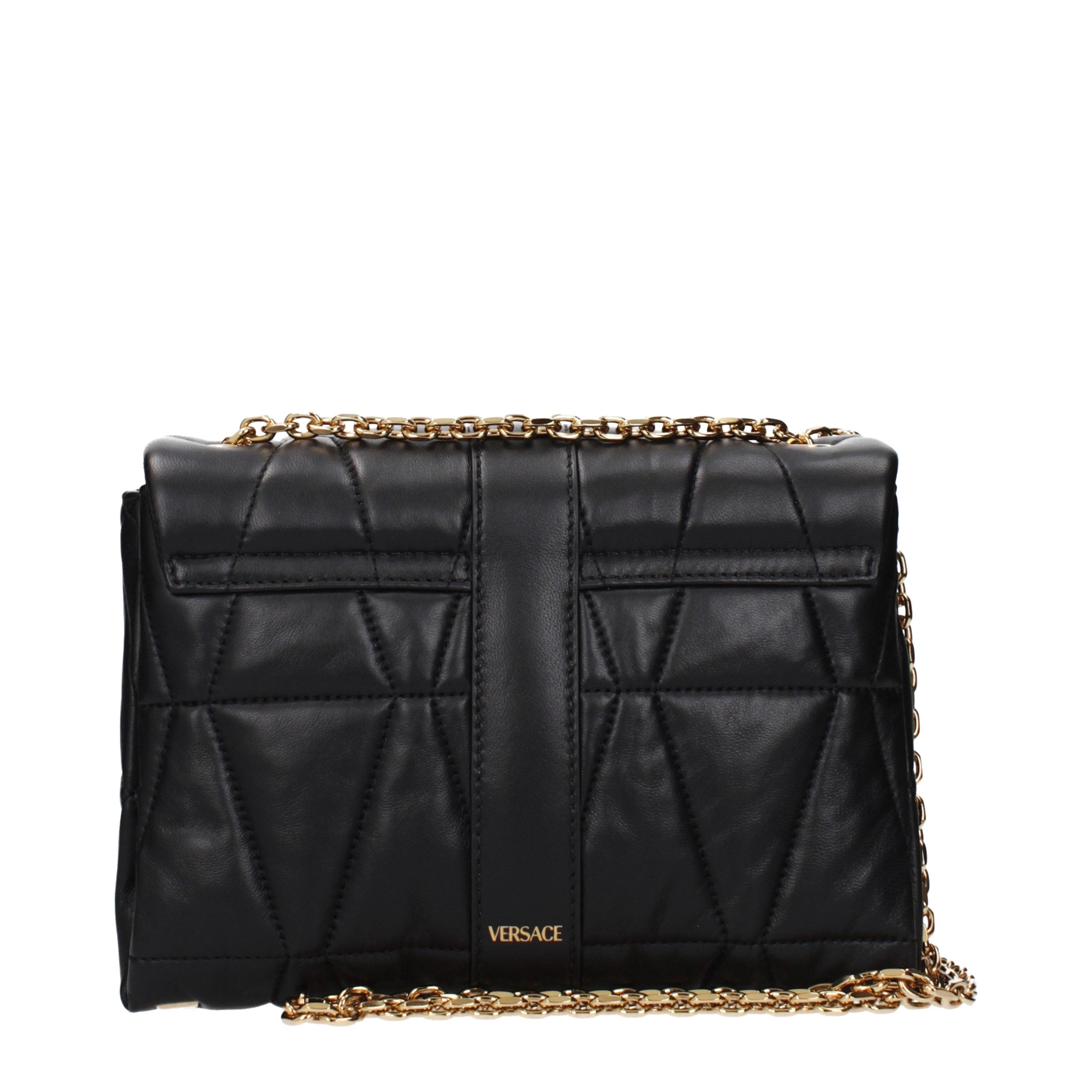 Versace Schwarze Leder Umhängetasche