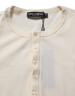 Dolce & Gabbana Weißer Henley-Pullover mit langen Ärmeln