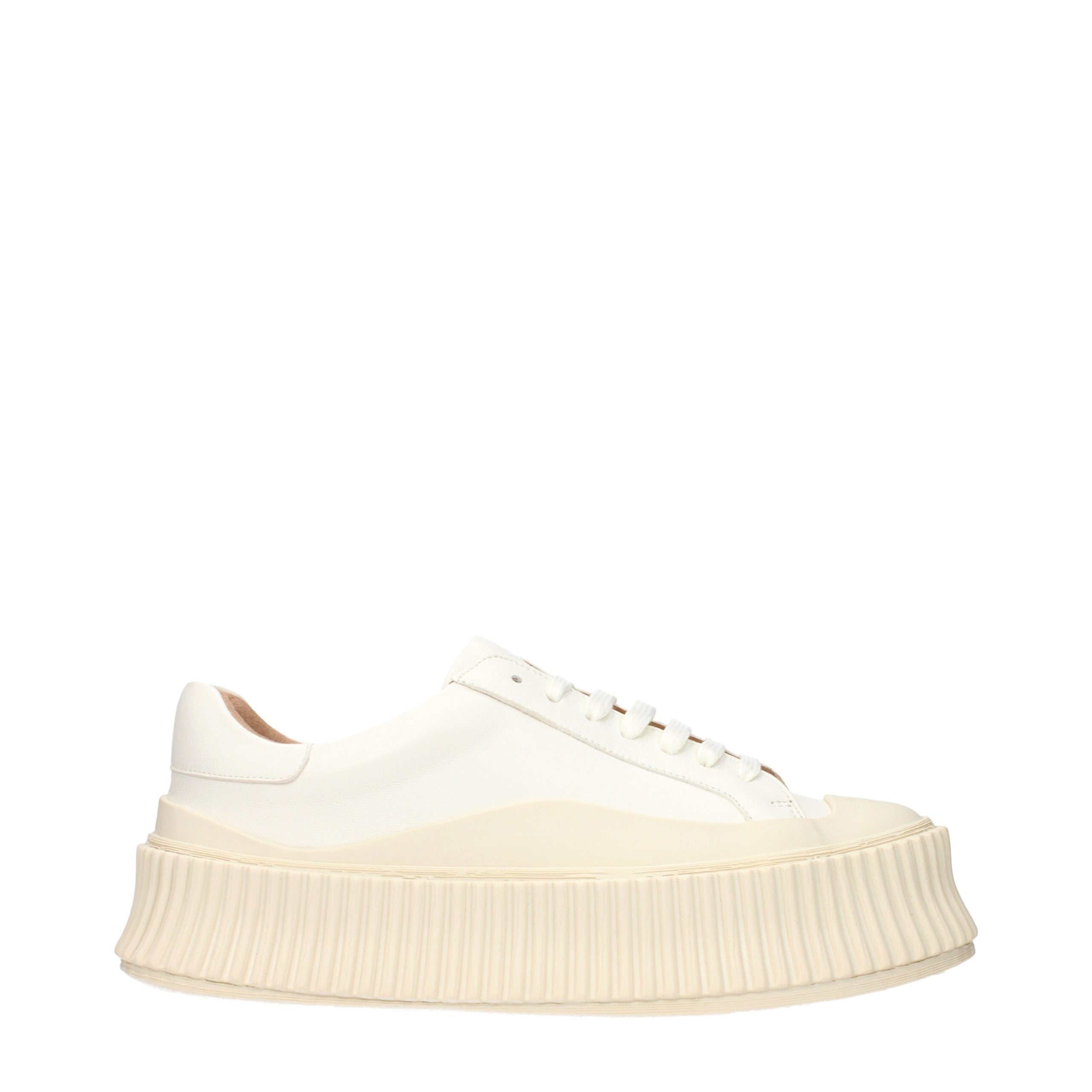 Jil Sander Weiße Leder Plateau-Sneaker