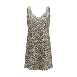Brunello Cucinelli Beige Paper Cocktailkleid