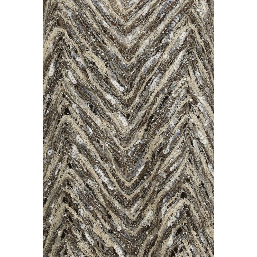 Brunello Cucinelli Beige Paper Cocktailkleid