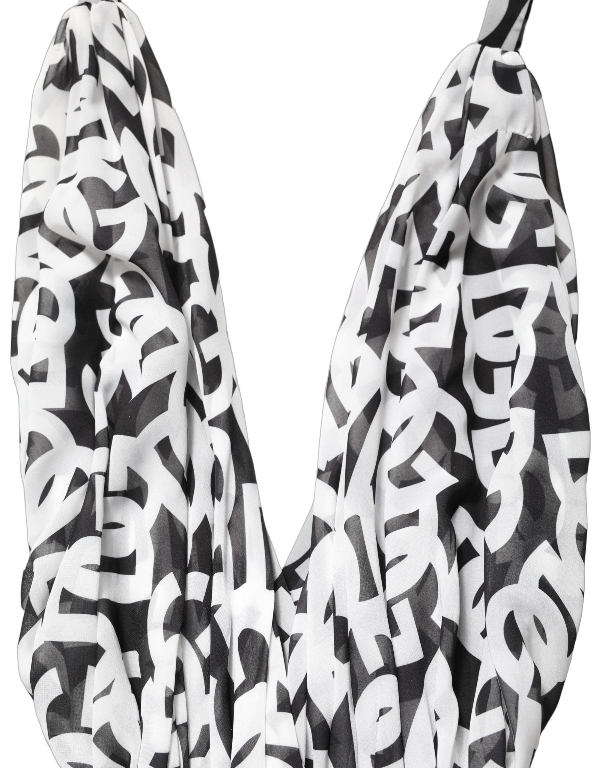 Dolce & Gabbana Ärmelloses bodenlanges Maxikleid mit schwarzem und weißem Logo