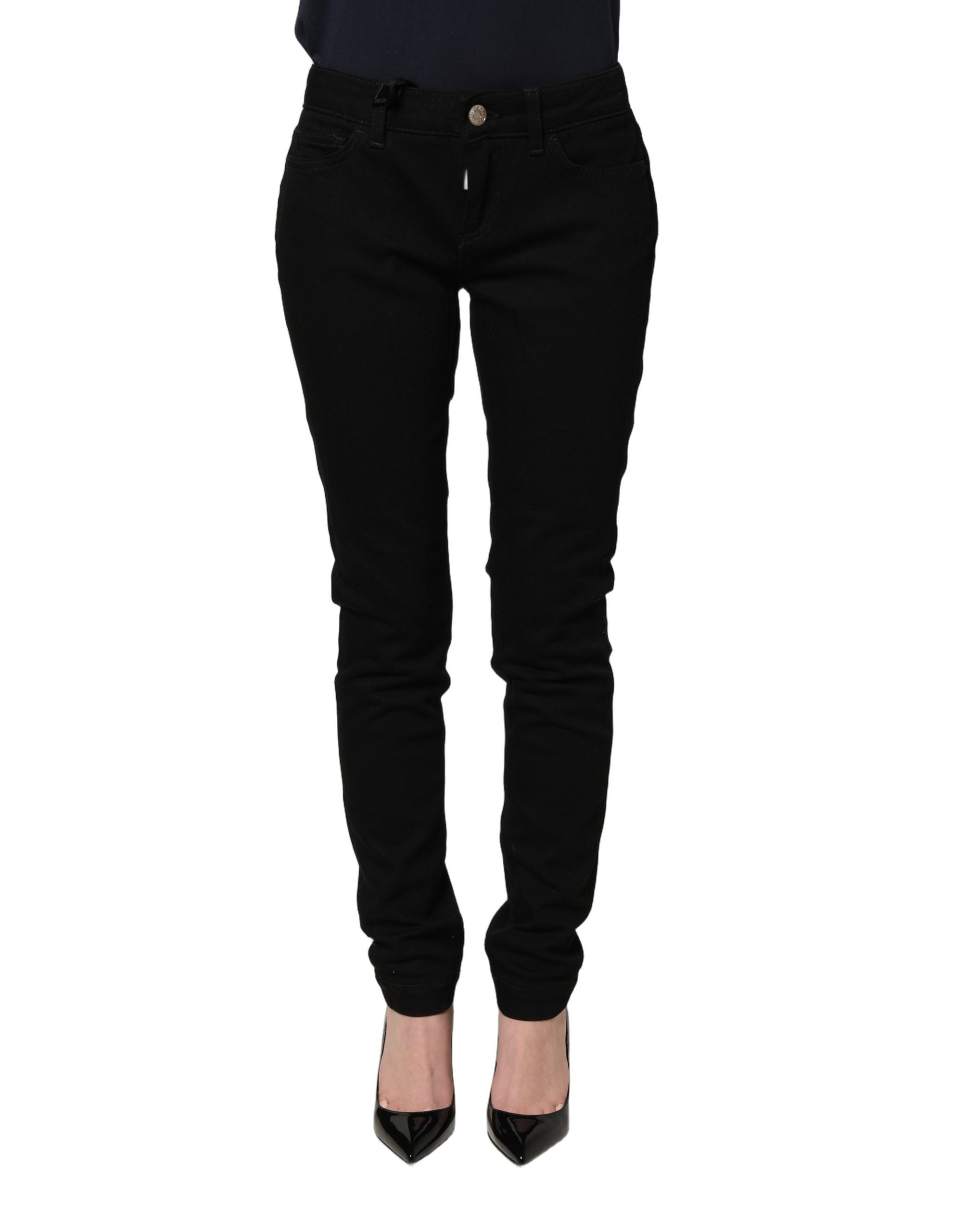 Dolce & Gabbana Schwarze Jeans mit Queen-Stickerei PRETTY Denim