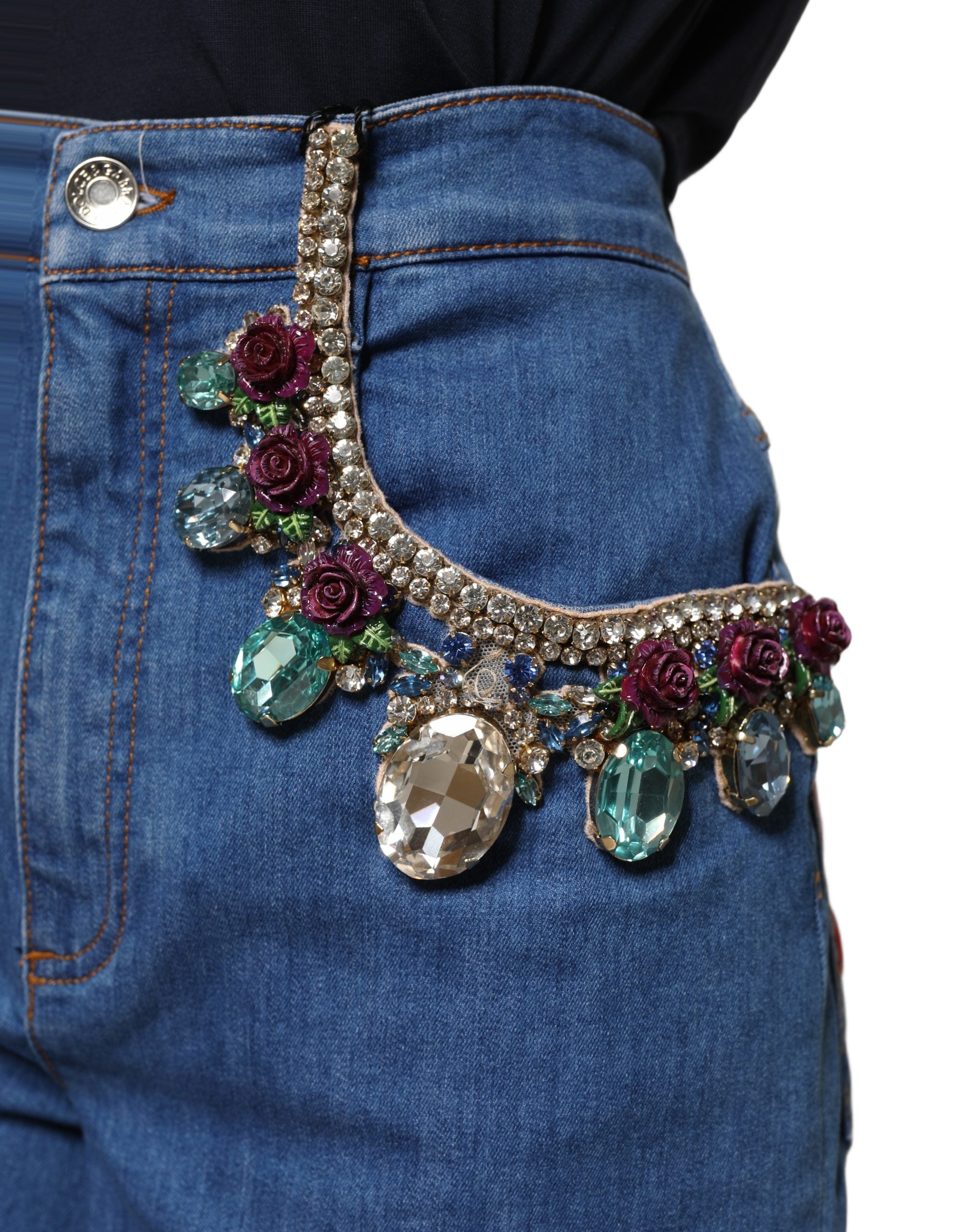 Dolce & Gabbana Blaue Bermuda-Shorts aus Baumwolle mit Verzierungen