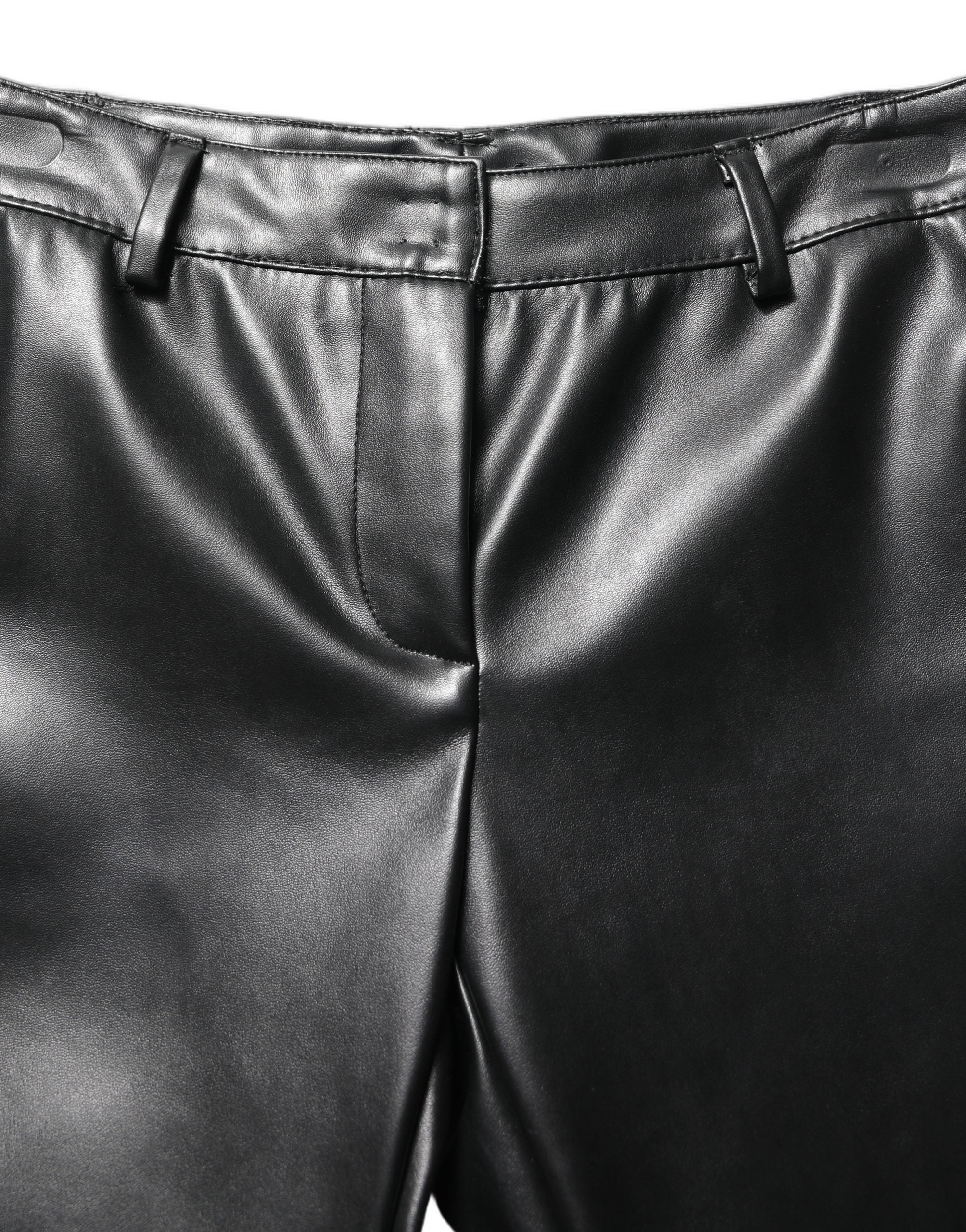Dolce & Gabbana Schwarze High-Waist-Hose aus PU-Leder