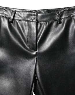 Dolce & Gabbana Schwarze High-Waist-Hose aus PU-Leder