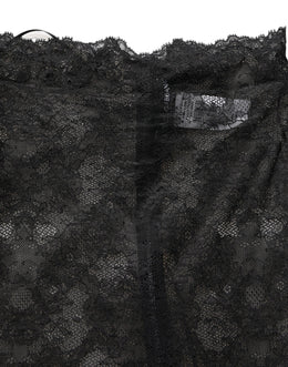 Dolce & Gabbana Knielanger Rock mit hohem Bund und schwarzer Blumen-Spitze